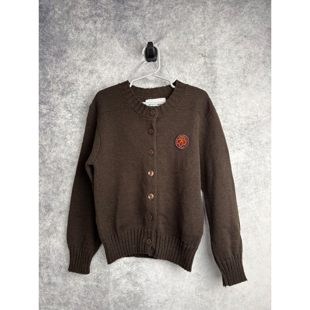 Girl Scouts Brownie Youth Uniform Sweater Cardigan in Brown Size 7 Vintage